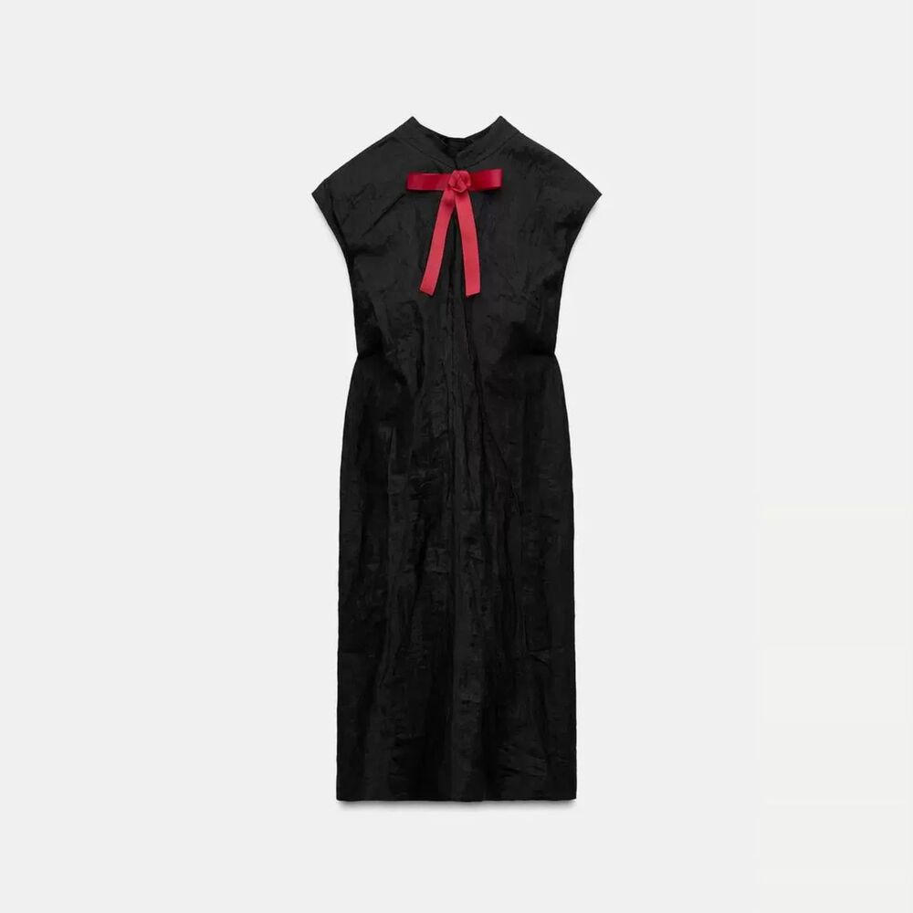 ZARA x AO YES Limited Edition Capsule Contrast Bow Dress NWT Size M NEW NWT